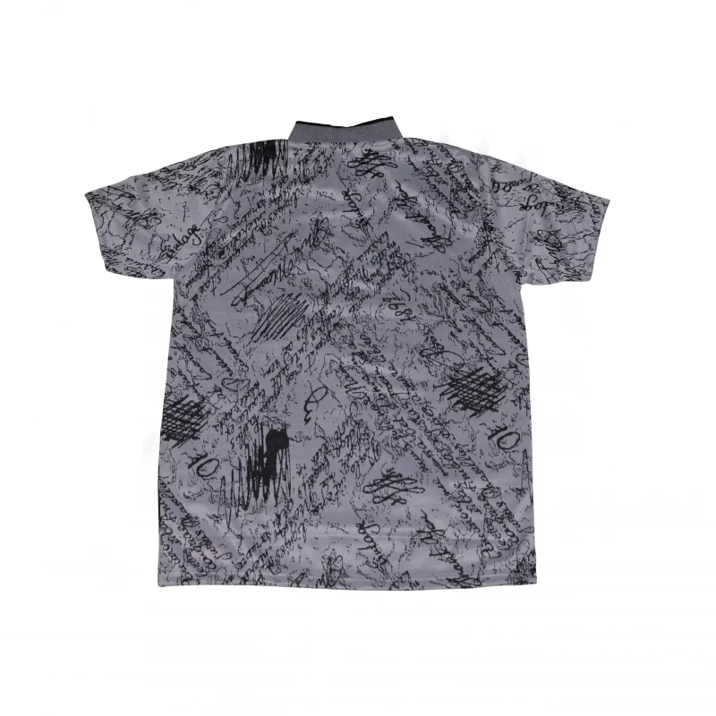 Mandarin Collar Printed Polo T-shirt Grey Color