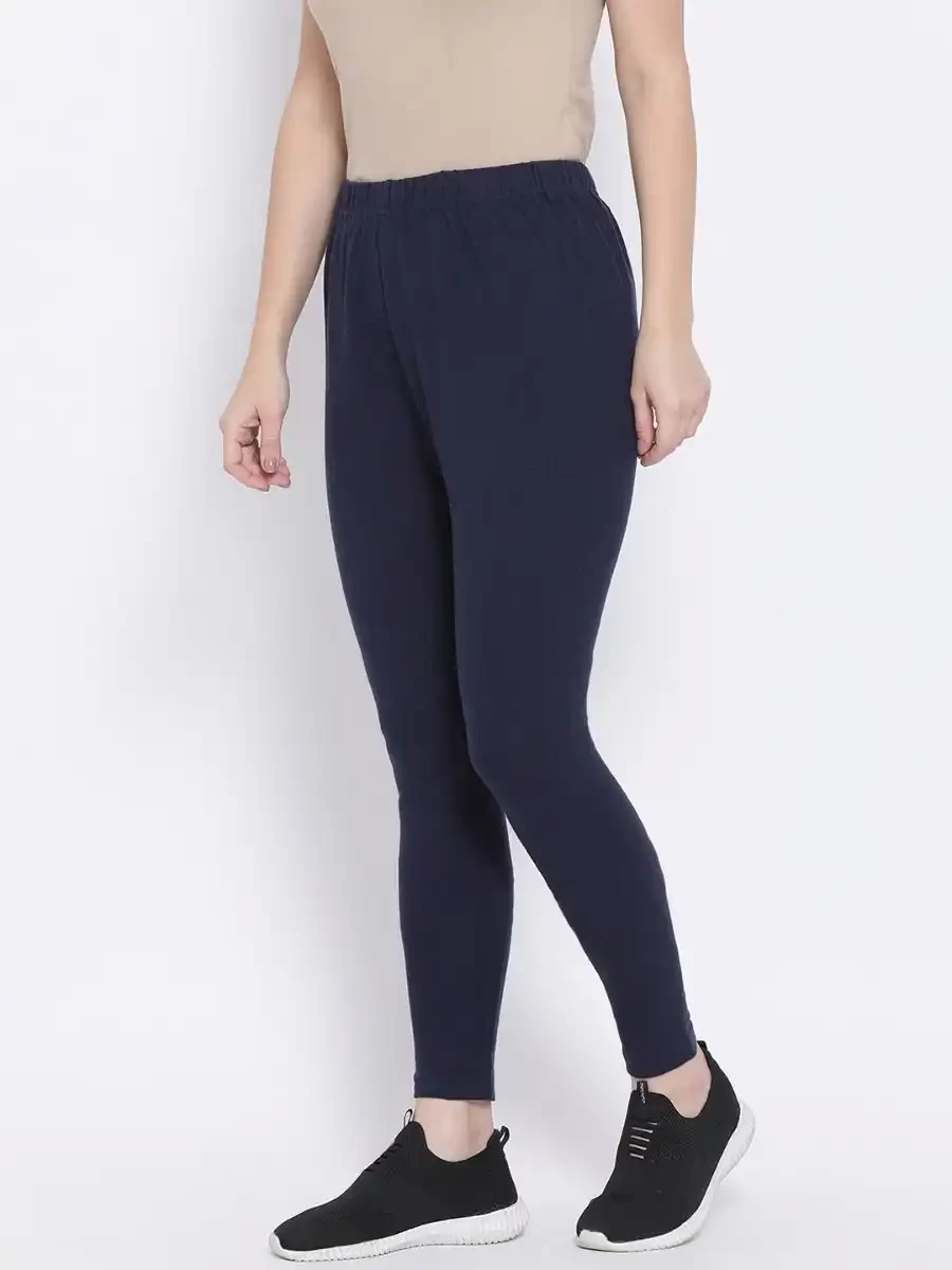 Buy Blue Solid Cotton Jersey Lycra Tights Online - W for Woman