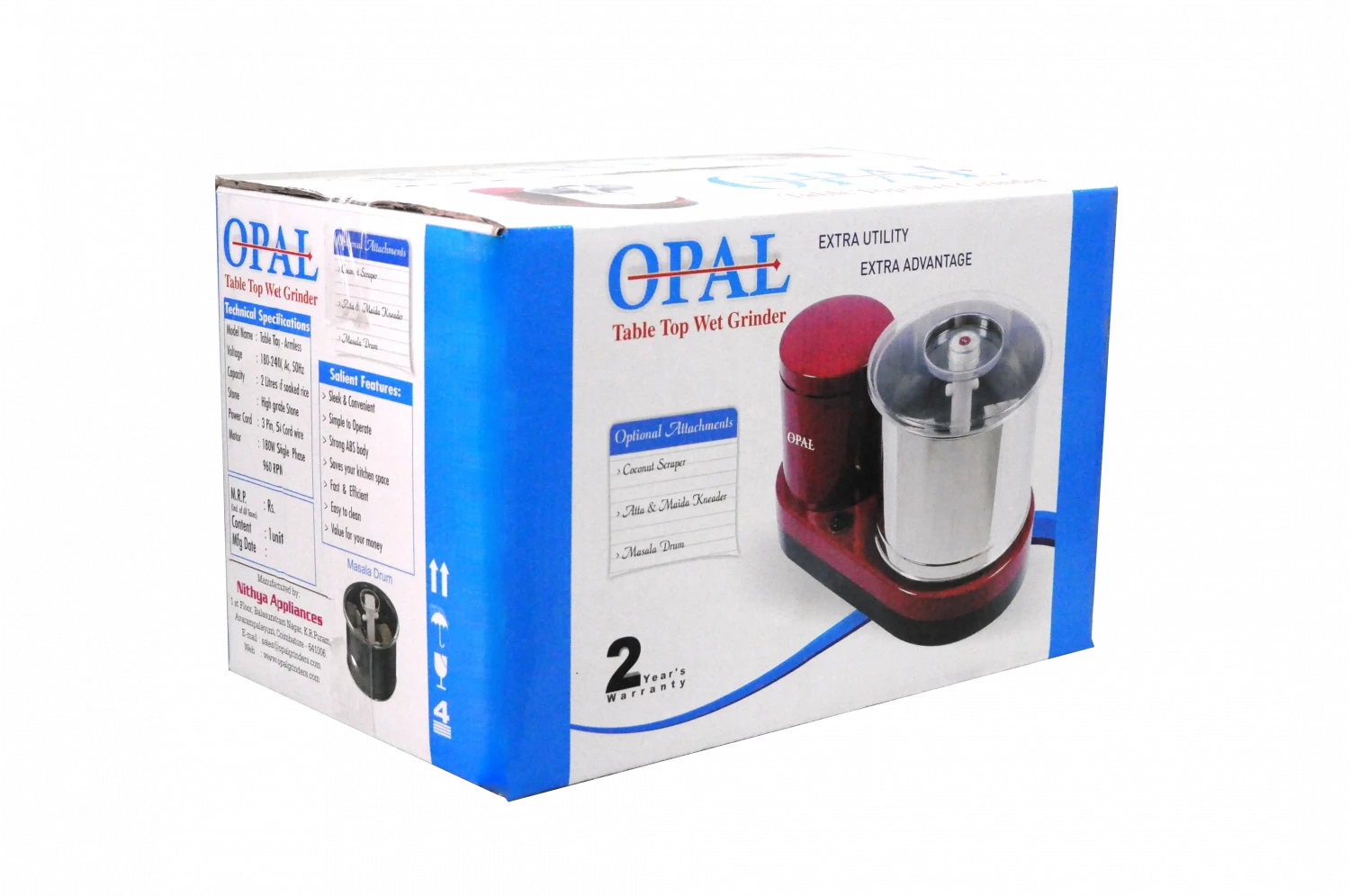 Opal Wet Grinder with Masala Drum and Grinder Juicer | Lourth Industries