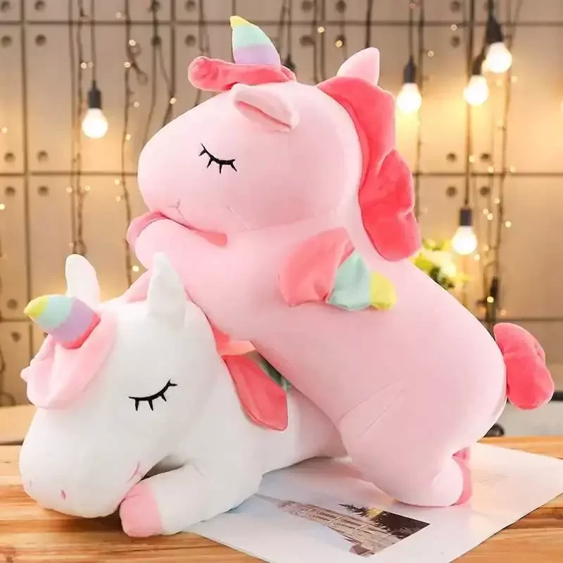Medium Size Funny Unicorn Stuffed Animal Plush Toy - 70 cm  (Baby Pink, Blue)