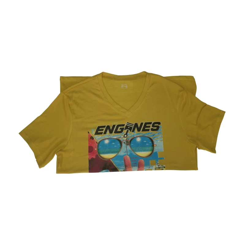 Mens Cotton Half Sleeve Harvard Yellow Color T Shirt