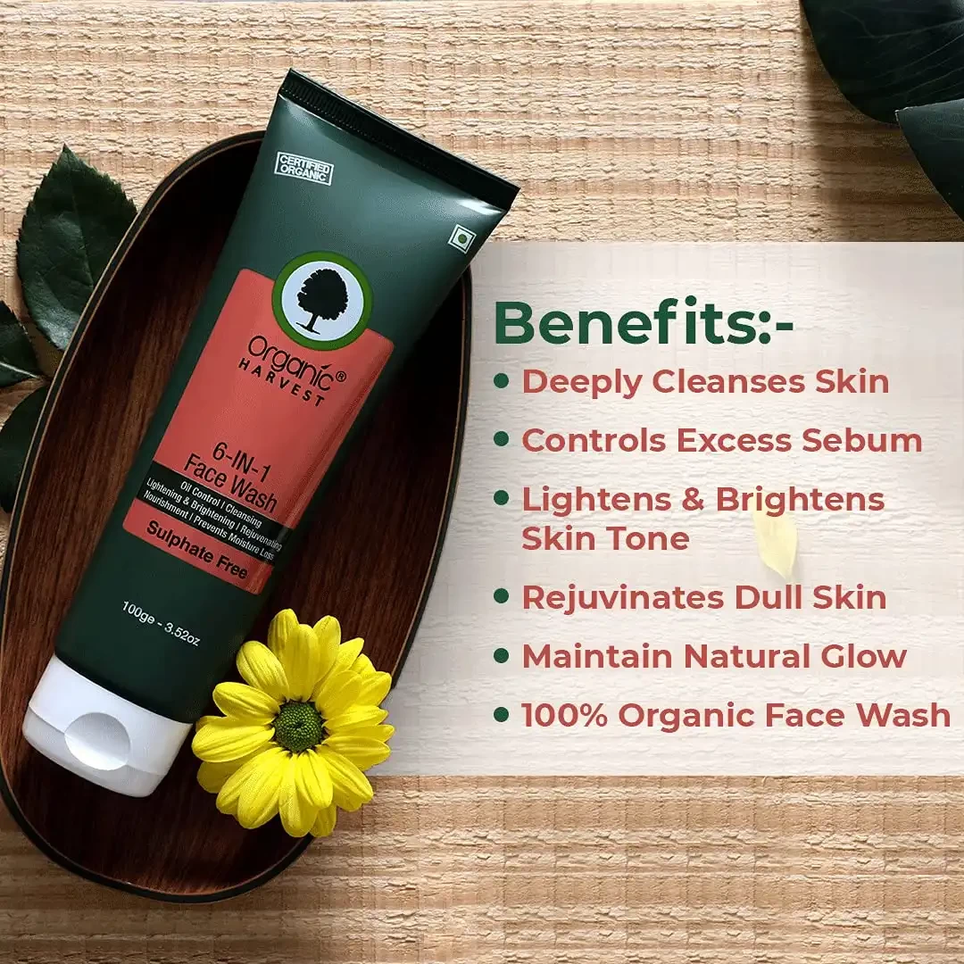 Organic Harvest 6-In-1 Premium Face Wash 100G