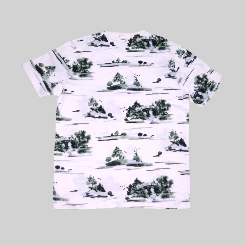 Men's Round Neck T-shirt Printed Trees (White)