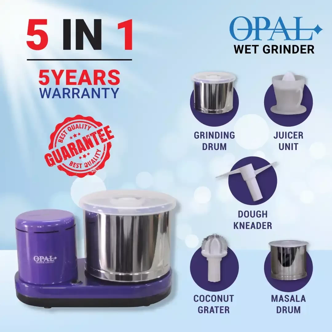 Opal Wet Grinder with Masala Drum and Grinder Juicer | Lourth Industries