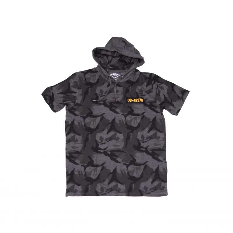 Solid Men Hooded Neck Army Style Print T-Shirt