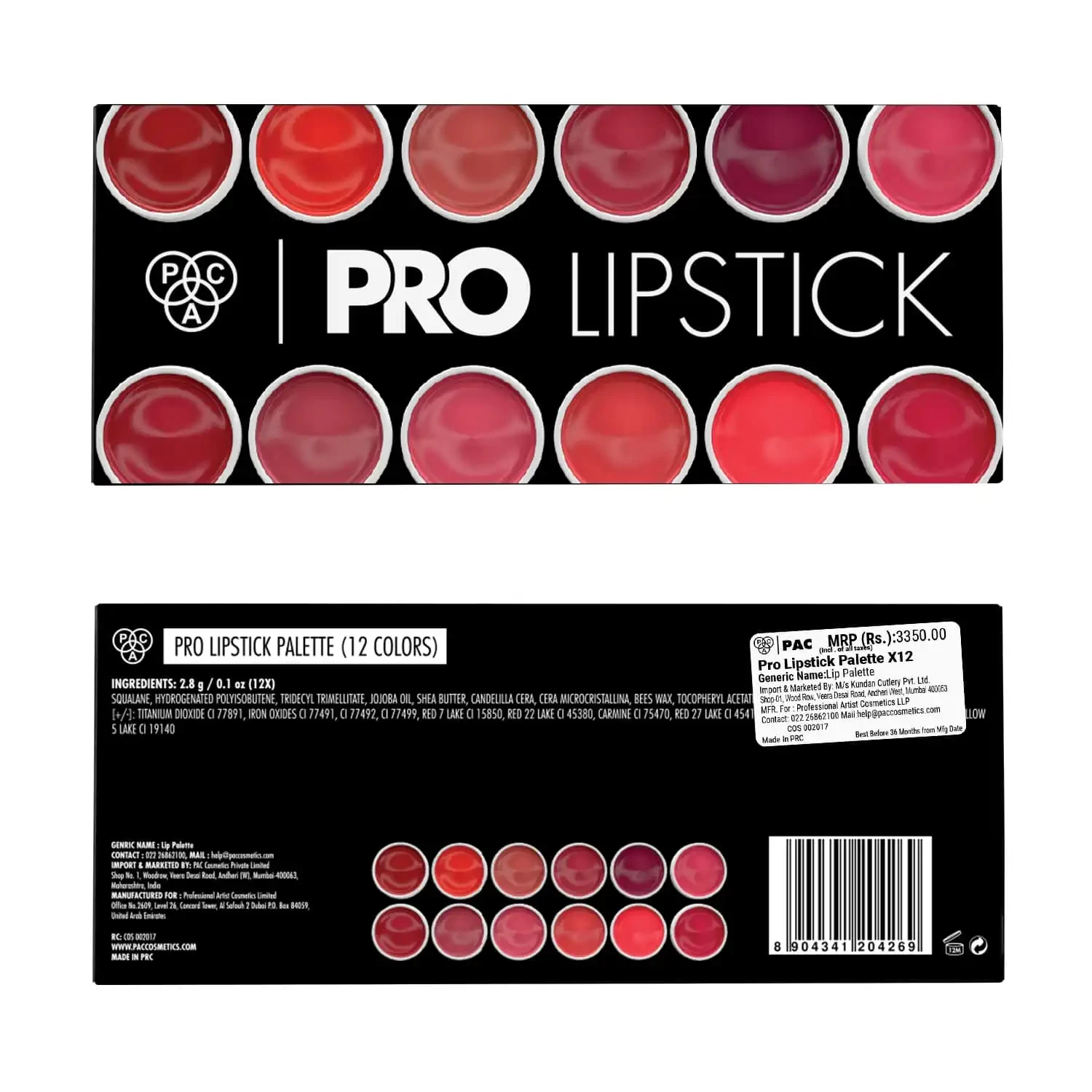 PAC Pro Lipstick Palette X12