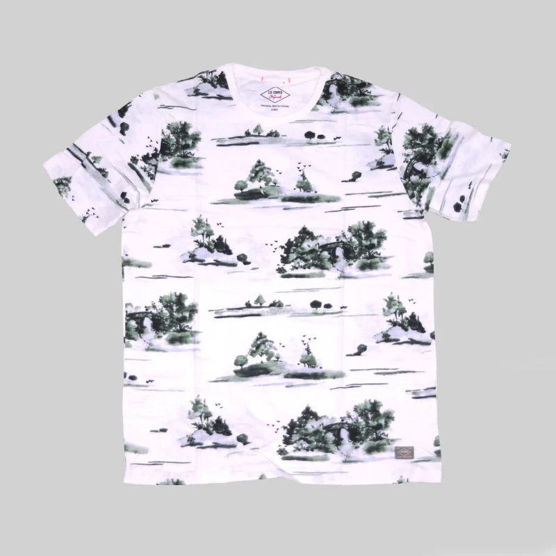 Men's Round Neck T-shirt Printed Trees (White)